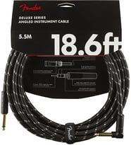 Fender 0990820079 Deluxe Düz/L Uçlu Siyah Tweed Enstrüman Kablosu (5m) Siyah Şık Görünüm Açılı Uç ile Güvenli Bağlantı