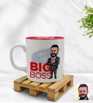 BK Gift Kişiye Özel Erkek Big Boss Karikatürlü İçi Kırmızı Renkli Kupa Bardak Model 2