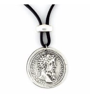 DİONYSOS GREEK SİKKE METAL SİYAH DERİ ERKEK KOLYE Q0585