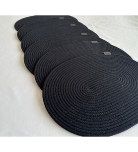Jüt Amerikan Servis Sofra Altlığı, Masa Dekoru Supla Oval 30x40 6lı (Siyah)
