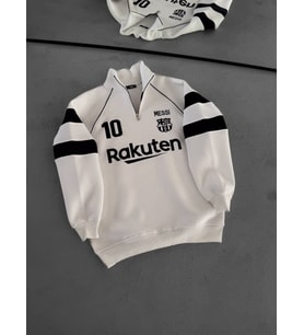OVERSIZE KALİTELİ ŞARDONLU SWEATSHIRT - MESSI 10 BARCELONA SWEAT KAPÜŞONLU