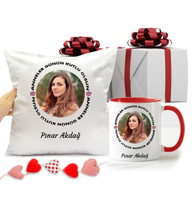 Anneler Günü Kupa Bardağı ve Yastığı Hediye Seti (Model 2)