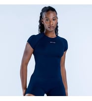 DFYNE Lacivert Impact Short Sleeve Top ve Şort Takımı - Seamless Performans Seti