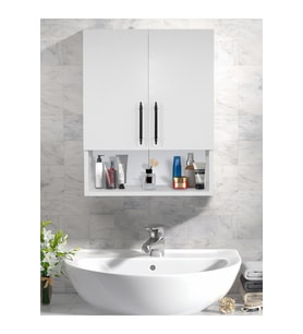 Teknor Çok Amaçlı Banyo Dolabı, Ecza Dolabı, 2 Kapaklı Dolap, Hol, Banyo, Ofis, Beyaz,