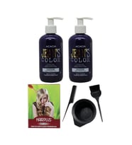 Saç Boyası Eflatun 250ml 2ad, Saç Açıcı Ve Fluweel Saç Boya Kabı Seti
