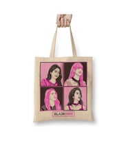 Blackpink Squared Beyaz Bez Çanta Uzun Saplı Alışveriş Çantası Plaj Çantası