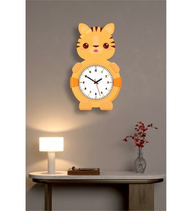 Sevimli Kedi Mdf Duvar Saati Çocuk Odası
