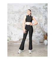 Flare Fit Siyah İspanyol Paça Dikiş Modelli Spor Tayt