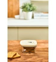 Cream Vakumlu Kapaklı Cam Saklama Kabı 0.43 Lt