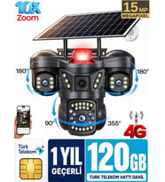 RX66G 3 Kameralı 4G Solar Güvenlik Kamerası 120GB Sim Kart Dahil Gece Görüşlü Güneş Panelli Kamera