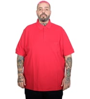 Mode XL Battal Beden Erkek Tshirt Polo Yaka Cepli Klasik Pike 20552 Kırmızı