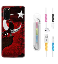 Samsung A02S A03S A10 A12 A13 A21S A22 Kılıf Kablo Koruma Spiral Silikon Wolf and Moon 2 1381