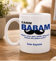 Kişiye Özel Canım Babam Tasarımlı İsim Ve Soyisimli Beyaz Kupa Bardak