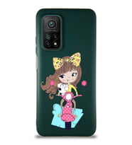 Xiaomi Mi 10T Soft Premier Kapak Vespagirl Tasarımlı Silikon Kılıf - Yeşil (Şeffaf)