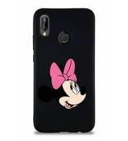 Huawei P20 Lite Soft Premier Kapak Minnie Mouse-A Tasarımlı Silikon Kılıf - Siyah (Şeffaf)