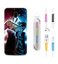 Samsung J6 Plus J7 Prime J7 Pro M20 Kılıf Kablo Koruma Spiral Silikon Play Me 1757