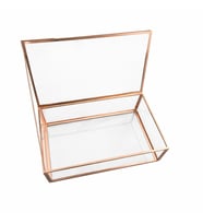 Bakır Rose Cam Takı Aksesuar Nişan Kutusu Dekoratif Çerçevesiz 20x12x6 Cm