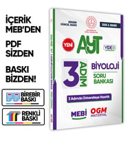 2026 AYT MEBİ-OGM 3 ADIM Biyoloji Soru Bankası RENKLİ A4 Boyut Video Çözümlü BASKI ÜCRETİ