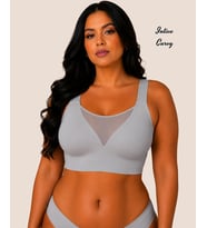 Intive Curvy Büyük Beden Lazer Kesim Dikişsiz Kalın Askılı Önü Tül Detaylı Sütyen (XL-4XL)