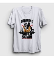 Presmono Unisex Beyaz Training Goku Anime Dragon Ball T-Shirt 237237tt