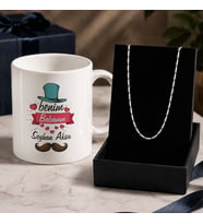 BK Gift Kişiye Özel Babalar Günü Tasarımlı Beyaz Kupa & Yaprak Model Zincir Kolye -13, Babalar Günü Hediyesi