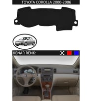 Toyota Coralla 2000-2006 Için Uygun Torpido Koruma Halısı Siyah Kenar Renk Siyah