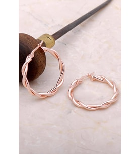 Rose Gümüş Sarma 33 mm Halka Küpe 4979
