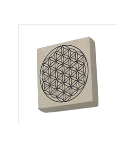 Yaşam Çiçeği Deseni Baskılı Taş Magnet 5X5