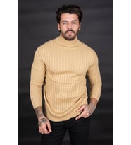 Erkek Camel Yarım balıkçı Örme Kazak 2100017