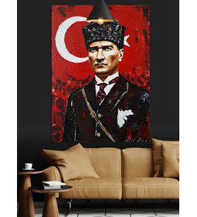 Atatürk Türk Bayrağı Tarihi Dekoratif Kanvas - Mdf Ahşap Tablo