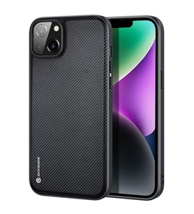 Dux Ducis Fino Serisi iPhone 14 Plus 6.7 inç Kılıf Premium Dokuma Silikon Kılıf (Siyah)