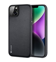 Dux Ducis Fino Serisi iPhone 14 Plus 6.7 inç Kılıf Premium Dokuma Silikon Kılıf (Siyah)