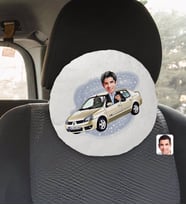 BK Gift Kişiye Özel Plakalı Erkek Renault Symbol Karikatürlü Yuvarlak Araç Koltuk Yastığı-1
