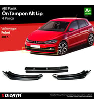 Drs Tuning Polo Uyumlu 6 ABS Plastik Ön Tampon Alt Lip Siyah Ekli 4 Parça. 2017 Üzeri A+Kalite Parça