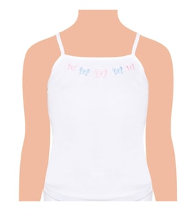 6 lı Paket Tutku Kız Çocuk İp Askılı Atlet Beyaz % 100 Pamuk 0165