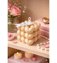Kalp Küpü Mum - Mumelia Candles Doğal Soya, El Yapımı, Dekoratif - Krem