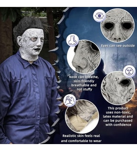 Siyah Saçlı Michael Myers Lateks Yüze Tam Yapışan Et Maske Korku Maskesi