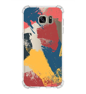 Samsung Galaxy S7 Edge  Köşe Korumalı Antişok Kapak Brush Stroke Tasarımlı Şeffaf Silikon Kılıf