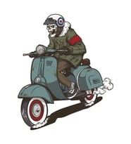 Scooter Kullanan Motorsikletli Iskelet , Araç , Laptop Ve Araç Sticker 19CM