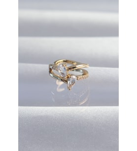 Pirinç Gold Renk Zirkon Taşlı Damla Earcuff Küpe TJ-BKP9335