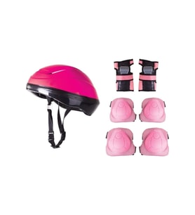Çocuk Kask Dizlik Dirseklik Koruyucu Set 7 Parça (Fuşya)