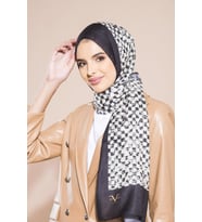 Ekose Desen Pavia Seri Şal Eşarp Askısı ile Birlikte 90X200 cm Siyah Krem-90X200