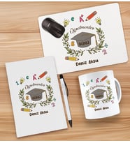 BK Gift Kişiye Özel İsimli Öğretmenler Günü Tasarımlı Defter, Tükenmez Kalem, Kupa ve Mousepad Hediye Seti - 3, Öğretmene Hediye, Öğretmenler Günü