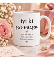 İyi Ki Sen Varsın Yazılı Premium Baskılı Kupa – Arkadaşa Hediye