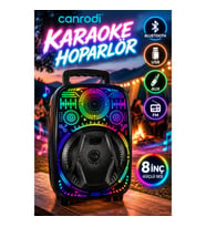 8 İnç RGB Işıklı Karaoke Hoparlör Bluetooth USB AUX FM Destekli Taşınabilir Speaker