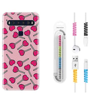 TCL 10L 10 Plus 10SE 20E 20SE 30SE L7 Kılıf Kablo Koruma Spiral Silikon Heart Lollipop 1414