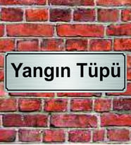 Hediyelikevi Gümüş Renk 10x20 cm Yangın Tüpü Yazılı Metal Yönlendirme Levhası
