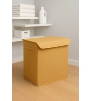 Bej Kapaklı Katlanır Kirli Çamaşır Çocuk Odası Oyuncak Saklama Kutusu Sepet 40x50x30 (Standart)