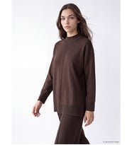 LC WAIKIKI Kahverengi Yarım Balıkçı Yaka Kadın Oversize Triko Tunik