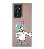 Samsung Galaxy S21 Ultra Soft Premier Kapak Sandy Tasarımlı Silikon Kılıf - Pudra (Şeffaf)